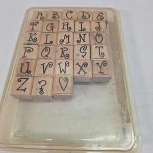 Stampin' Up! Wooden mounted Rubber Stamp Set Alphabet Appeal Upper RETIRED